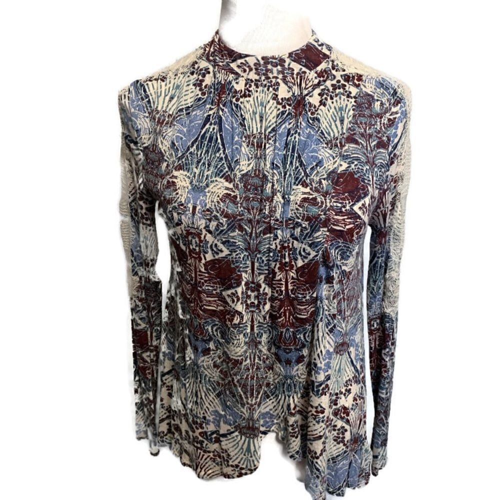 Free People Long Sleeve Wrap Front Hi-Lo Hem Top